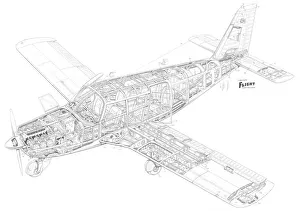 General Aviation Cutaways Collection: Piper Cherokee PA-32 six Cutaway Drawing