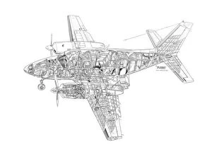 General Aviation Cutaways Collection: Piper Navajo chieftain PA-350 Cutaway Drawing