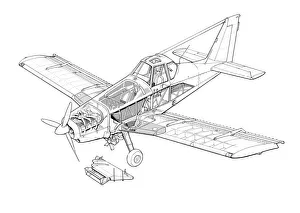 Piper PA-36 Pawnee Brave Cutaway Drawing