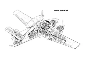 General Aviation Cutaways Collection: Piper PA-44 Seminole Cutaway Drawing