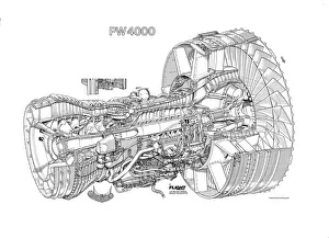 Aeroengines - Jet Cutaways Collection: Pratt & Whitney PW4000 Cutaway Drawing