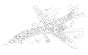 Military Aviation 1946-Present Cutaways Collection: Rockwell B1 Bomber (B-IA) Cutaway Drawing