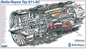 Aeroengines - Jet Cutaways Collection: Roll-Royce Tay 611 Engine Cutaway Poster