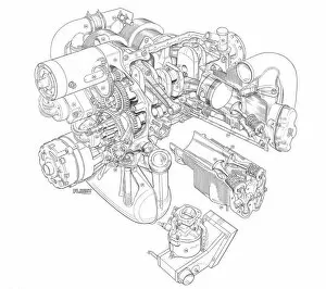 Aeroengines - Piston Cutaways Gallery: Rolls-Royce Continental 0-240 / A Cutaway Drawing