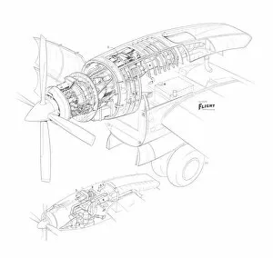 Aeroengines - Jet Cutaways Collection: Rolls-Royce Dart Convair Conversion Cutaway Drawing