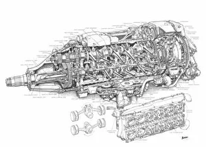 Aeroengines - Piston Cutaways Gallery: Rolls-Royce Eagle Cutaway Drawing