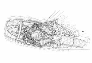 Rolls-Royce Nene Installation Cutaway Drawing