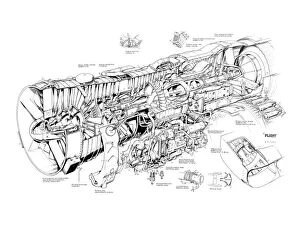 Aeroengines - Jet Cutaways Gallery: Rolls Royce Olympus 593 Cutaway Drawing
