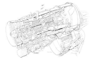Aeroengines - Jet Cutaways Gallery: Rolls-Royce RB.199 Cutaway Drawing