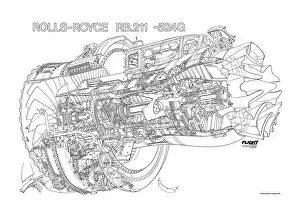 Aeroengines - Jet Cutaways Gallery: Rolls Royce RB211-524G Cutaway Drawing