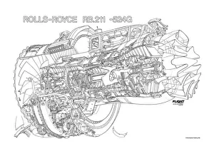 Aeroengines - Jet Cutaways Collection: Rolls Royce RB211-524G Cutaway Drawing