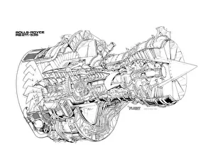 Aeroengines - Jet Cutaways Collection: Rolls Royce RB211-535 Cutaway Drawing