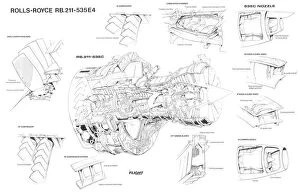 Aeroengines - Piston Cutaways Gallery: Rolls-Royce RB.2111-535E4 Cutaway Drawing