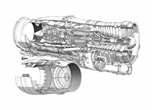 Aeroengines - Jet Cutaways Collection: Rolls Royce Spey 25R Cutaway Drawing