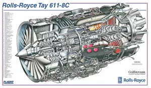 Aeroengines - Jet Cutaways Gallery: Rolls Royce Tay 611-8C Cutaway Poster
