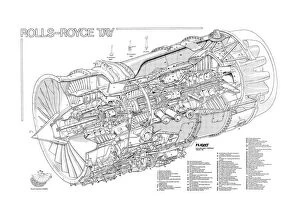 Aeroengines - Jet Cutaways Collection: Rolls Royce Tay Cutaway Drawing