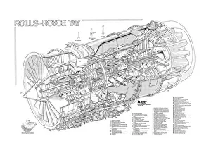 Aeroengines - Jet Cutaways Collection: Rolls Royce Tay Cutaway Drawing