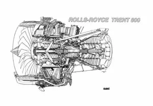 Aeroengines - Jet Cutaways Collection: Rolls Royce Trent 800 Cutaway Drawing