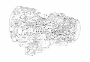 Aeroengines - Jet Cutaways Gallery: Rolls-Royce - Turbomeca RTM 322 Cutaway Drawing
