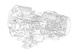 Aeroengines - Jet Cutaways Collection: Rolls-Royce - Turbomeca RTM 322 Cutaway Drawing