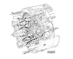 Aeroengines - Piston Cutaways Gallery: Royal Aircraft Establishment Black Arrow Rear Jet Engine Cutaway Drawing