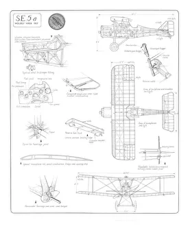 Royal Aircraft Factory S. E. 5 Cutaway Drawing