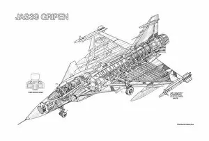 Military Aviation 1946-Present Cutaways Gallery: Saab JAS39 Gripen Cutaway Drawing
