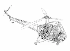 Military Helicopter Cutaways Gallery: Saro W14 Skeeter Cutaway Drawing