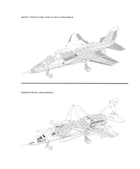 Military Aviation 1946-Present Cutaways Gallery: Sepecat Jaguar single seat Cutaway Drawing