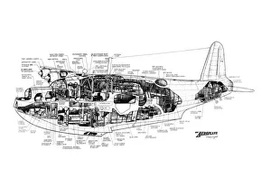 Military Aviation 1903-1945 Cutaways Collection: Short Sunderland Cutaway Drawing