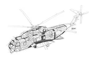 Military Helicopter Cutaways Gallery: Sikorsky CH-3A Cutaway Drawing