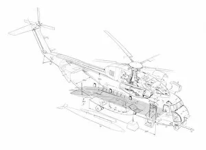 Military Aviation 1946-Present Cutaways Gallery: Sikorsky CH-53 Cutaway Drawing
