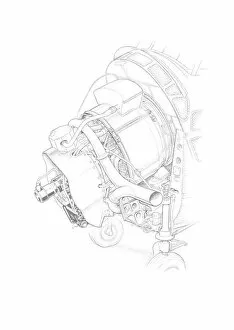 Aeroengines - Piston Cutaways Gallery: Sikorsky S-55 - Leonides Major installation Cutaway Drawing