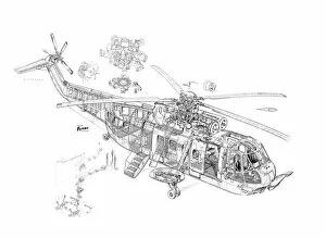 Sikorsky S 61n Cutaway Drawing Photos Posters Cards Prints Framed Puzzles