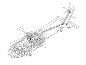 Military Helicopter Cutaways Gallery: Sikorsky YUH-60A Cutaway Drawing