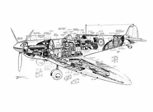Military Aviation 1903-1945 Cutaways Collection: Supermarine Spitfire Mk 1A Cutaway Drawing