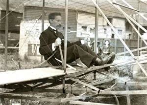 Flight Collection: T W K Clarke seated in Charles-Wright Glider, September 1909