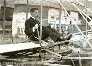 Flight Collection: T W K Clarke seated in Charles-Wright Glider, September 1909