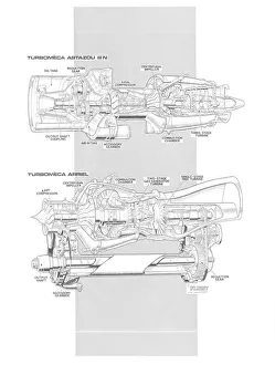 Aeroengines - Jet Cutaways Collection: Turbomeca Astazou 111N Cutaway Drawing