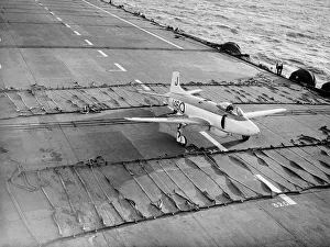 Vickers Supermarine Attacker on deck of HMS Eagle 1952
