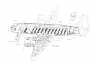 Civil Aviation 1949-Present Cutaways Gallery: Vickers Viscount 810 Cutaway Drawing