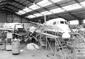 Vickers Viscount Manx airlines in maintenance hangar