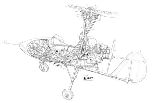 <b class=qtipBold><figcaption>Wallis Auto-gyro Cutaway Drawing</figcaption></b><br><em>© Flightglobal</em> Wallis Auto-gyro Cutaway Drawing