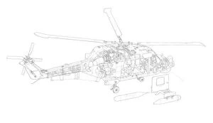 Military Helicopter Cutaways Gallery: Westland, Lynx HAS.3 Cutaway Drawing