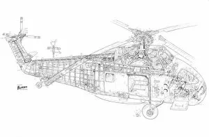 Military Helicopter Cutaways Gallery: Westland Wessex AS1 Cutaway Drawing
