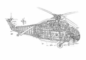 Military Helicopter Cutaways Gallery: Westland Wessex Cutaway Drawing
