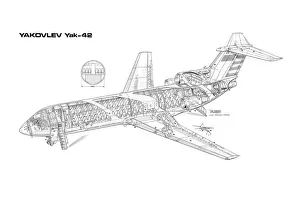 Yakovlev Yak-42 Cutaway Drawing
